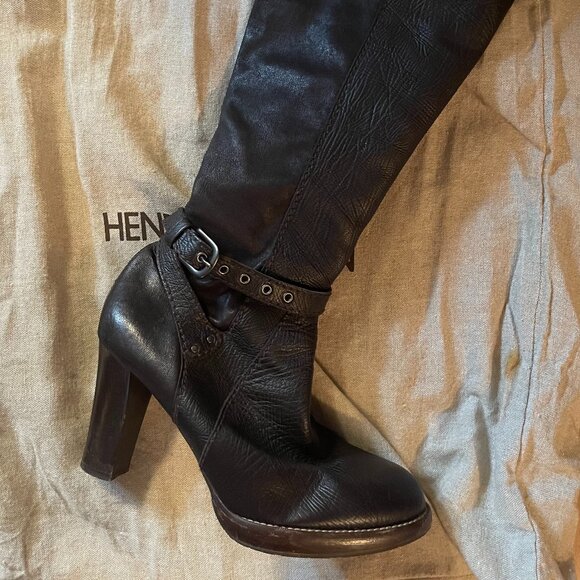 Henry Beguelin Italian Leather Tall Boots | Handcrafted | Brown High Heel Sz 40 - Picture 1 of 12
